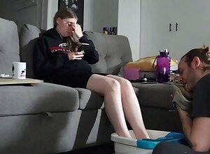 Teen slut foot fetish cock rub