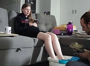 Teen slut foot fetish cock rub