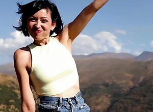 Petite latina model outdoor striptease