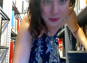 Stripping Down in the Library on Webcam